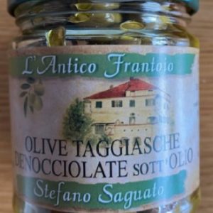 Olives dénoyautées dans l’huile d’olive 180 gr.  de  Stefano Saguato Diano S. Pietro