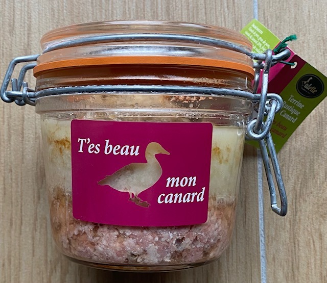 Terrine rustique de canard "t'es beau mon canard " de 320 gr.