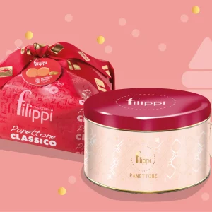 Panettone classico avec fruits confits et raisins secs dans une boîte en métal   1 kg
